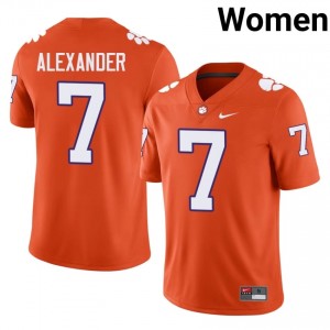 Clemson Jeremiah Alexander #7 Orange Jersey | Pro Cut Embroidery NCAA Football Women Apparel 58145349
