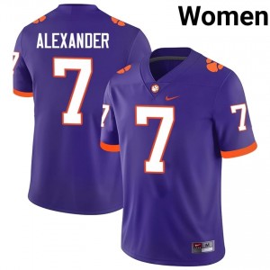 Purple Jeremiah Alexander #7 Clemson National Championship Jersey | Women High School Football Moisture Wicking Stitch 74440271