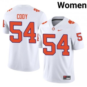 Officially Licensed Kam Cody #54 Clemson Tigers White Jersey | Women University Football Stitched Fan Gear 34962700