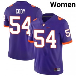 Kam Cody #54 Clemson Tigers Jersey | Pro-Grade Purple College Football Women Swen 41235284