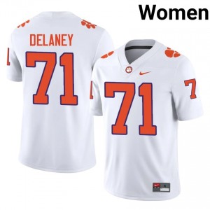 Leo Delaney #71 Clemson Tigers Jersey | Iconic White College Football Women Stitched 61960256