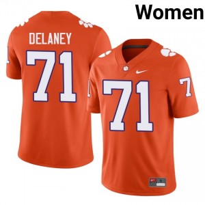 Durable Leo Delaney #71 Clemson Tigers Orange Jersey | Women University Football Embroidery Fan Gear 52155152