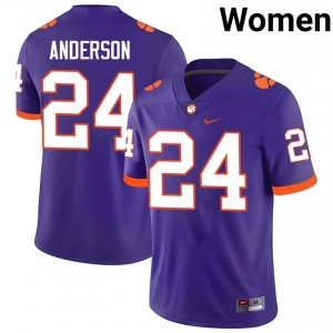Purple Logan Anderson #24 Clemson National Championship Jersey | Women High School Football Limited Swen 71228356