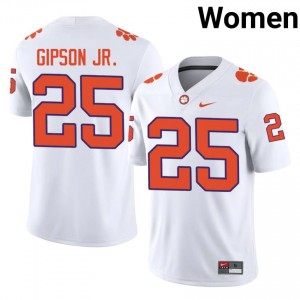 Clemson Marcell Gipson Jr. #25 White Jersey | Essential Stitched NCAA Football Women Apparel 62796545