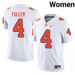 White Steve Fuller #4 Clemson National Championship Jersey | Women High School Football Moisture Wicking Stitched 84662844