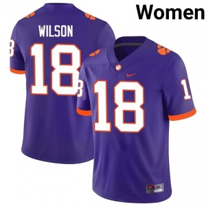 Purple Tayveon Wilson #18 Clemson National Championship Jersey | Women High School Football Licensed Stitch 77006753