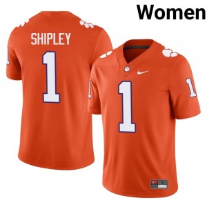 Elite Thread Will Shipley #1 Clemson Tigers Orange Jersey | Women University Football Embroidery Fan Gear 39318920