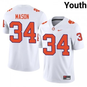 Elite Thread Armon Mason #34 Clemson Tigers White Jersey | Youth University Football Stitched Fan Gear 40499884