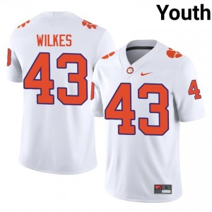 Billy Wilkes #43 Clemson Tigers Jersey | Exclusive White College Football Youth Stitched 55328359
