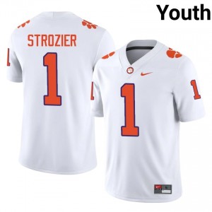 Clemson Branden Strozier #1 White Jersey | Genuine Stitched NCAA Football Youth Apparel 15632122