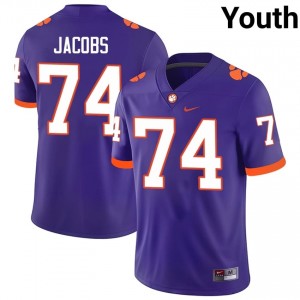 Elite Thread Brayden Jacobs #74 Clemson Tigers Purple Jersey | Youth University Football Stitch Fan Gear 96746535