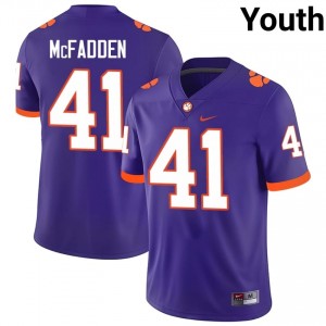 Purple Connor McFadden #41 Clemson National Championship Jersey | Youth High School Football Moisture Wicking Stitch 40785375
