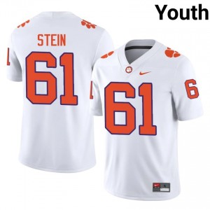 Durable Danny Stein #61 Clemson Tigers White Jersey | Youth University Football Stitched Fan Gear 36886210