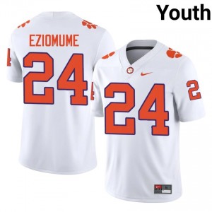 White David Eziomume #24 Clemson National Championship Jersey | Youth High School Football Limited Stitched 15435299