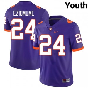 Elite Thread David Eziomume #24 Clemson Tigers Purple Jersey | Youth University Football Stitch Fan Gear 95019780
