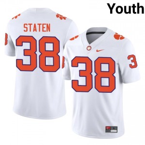 Clemson Dominic Staten #38 White Jersey | Essential Stitched NCAA Football Youth Apparel 51612521