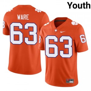 Clemson Easton Ware #63 Orange Jersey | Pro Cut Embroidery NCAA Football Youth Apparel 34366997