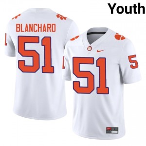 Clemson Gavin Blanchard #51 White Jersey | Pro Cut Stitched NCAA Football Youth Apparel 23945948