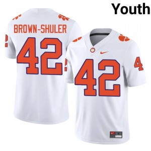 Clemson Hevin Brown-Shuler #42 White Jersey | Genuine Stitched NCAA Football Youth Apparel 59746842