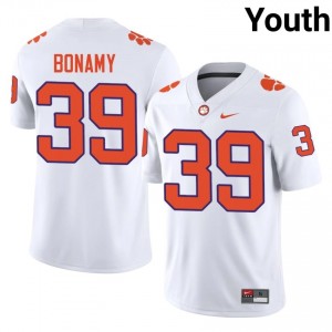 Durable J.D. Bonamy #39 Clemson Tigers White Jersey | Youth University Football Stitched Fan Gear 50200269