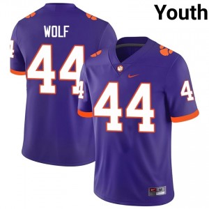 Elite Thread Jack Wolf #44 Clemson Tigers Purple Jersey | Youth University Football Stitch Fan Gear 10146167