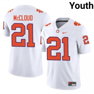 Clemson Kobe McCloud #21 White Jersey | Genuine Stitched NCAA Football Youth Apparel 74868501
