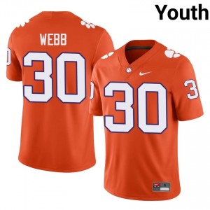 Clemson Kylen Webb #30 Orange Jersey | Genuine Embroidery NCAA Football Youth Apparel 87344613