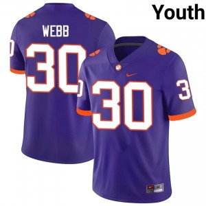 Purple Kylen Webb #30 Clemson National Championship Jersey | Youth High School Football Licensed Stitch 47806543