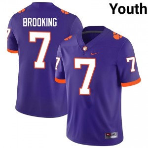 Purple Logan Brooking #7 Clemson National Championship Jersey | Youth High School Football Fresh Swen 35876139
