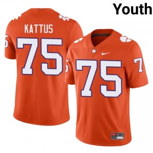 Clemson Tucker Kattus #75 Orange Jersey | Essential Embroidery NCAA Football Youth Apparel 20026410