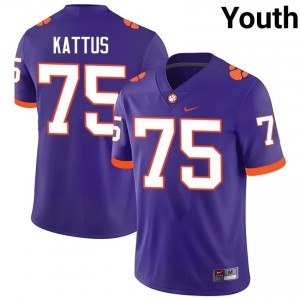 Purple Tucker Kattus #75 Clemson National Championship Jersey | Youth High School Football Fresh Swen 21177715