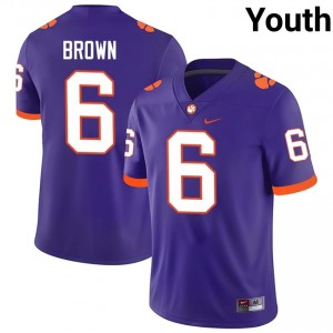 Elite Thread Tyler Brown #6 Clemson Tigers Purple Jersey | Youth University Football Stitch Fan Gear 73983448