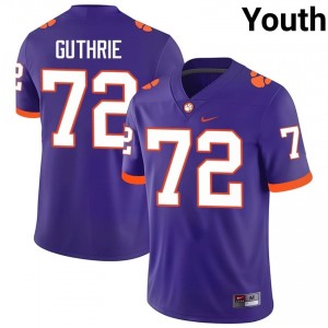 Purple Adam Guthrie #72 Clemson National Championship Jersey | Youth High School Football Limited Swen 29756880