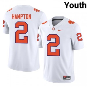 Officially Licensed Ashton Hampton #2 Clemson Tigers White Jersey | Youth University Football Stitched Fan Gear 75492840