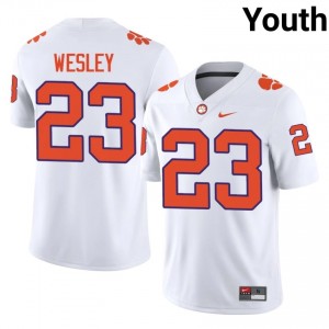 Clemson C.J. Wesley #23 White Jersey | Genuine Stitched NCAA Football Youth Apparel 62735519