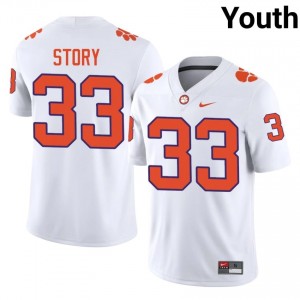 Caden Story #33 Clemson Tigers Jersey | Iconic White College Football Youth Stitched 87342396