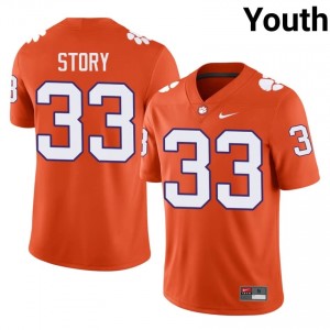 Durable Caden Story #33 Clemson Tigers Orange Jersey | Youth University Football Embroidery Fan Gear 72292227