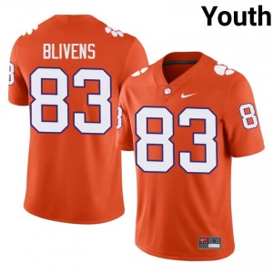 Orange Cam Blivens #83 Clemson National Championship Jersey | Youth High School Football Moisture Wicking Embroidery 57596210