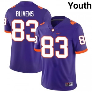 Cam Blivens #83 Clemson Tigers Jersey | Iconic Purple College Football Youth Stitch 29632195