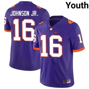 Purple Chris Johnson Jr. #16 Clemson National Championship Jersey | Youth High School Football Limited Swen 59411666