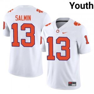 Elite Thread Connor Salmin #13 Clemson Tigers White Jersey | Youth University Football Stitched Fan Gear 94044279