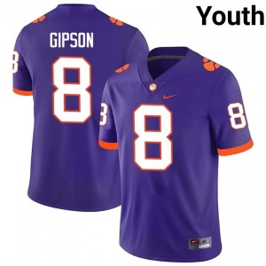 Durable Corian Gipson #8 Clemson Tigers Purple Jersey | Youth University Football Swen Fan Gear 74708842