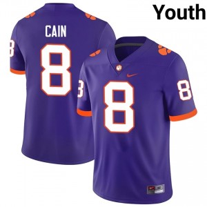 Purple Deon Cain #8 Clemson National Championship Jersey | Youth High School Football Moisture Wicking Stitch 37587751