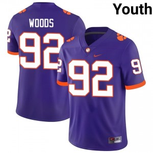 Purple Devarrick Woods #92 Clemson National Championship Jersey | Youth High School Football Moisture Wicking Stitch 72545605