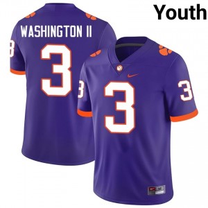Elite Thread Elliot Washington II #3 Clemson Tigers Purple Jersey | Youth University Football Stitch Fan Gear 40661902