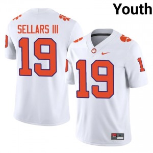 White Gordon Sellars III #19 Clemson National Championship Jersey | Youth High School Football Licensed Stitched 54268056