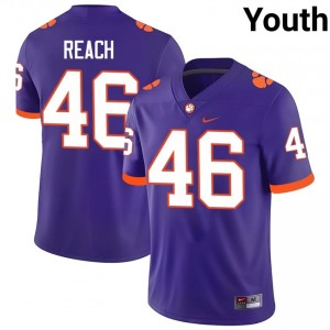 Durable Jackson Reach #46 Clemson Tigers Purple Jersey | Youth University Football Swen Fan Gear 35580818