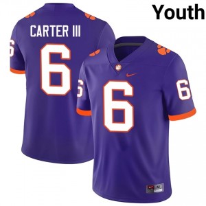 #6 Jerome Carter III CFP Champs Purple Jersey | Authentic Stitch Youth Player Football Gear 99398232