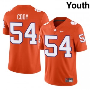 Clemson Kam Cody #54 Orange Jersey | Genuine Embroidery NCAA Football Youth Apparel 40173743
