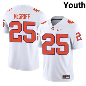 White Keil McGriff #25 Clemson National Championship Jersey | Youth High School Football Limited Stitched 30781632